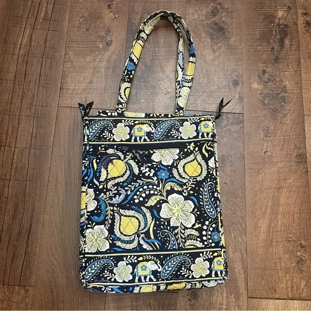 Vera bradley ellie blue yellow black laptop bag handles padded retired